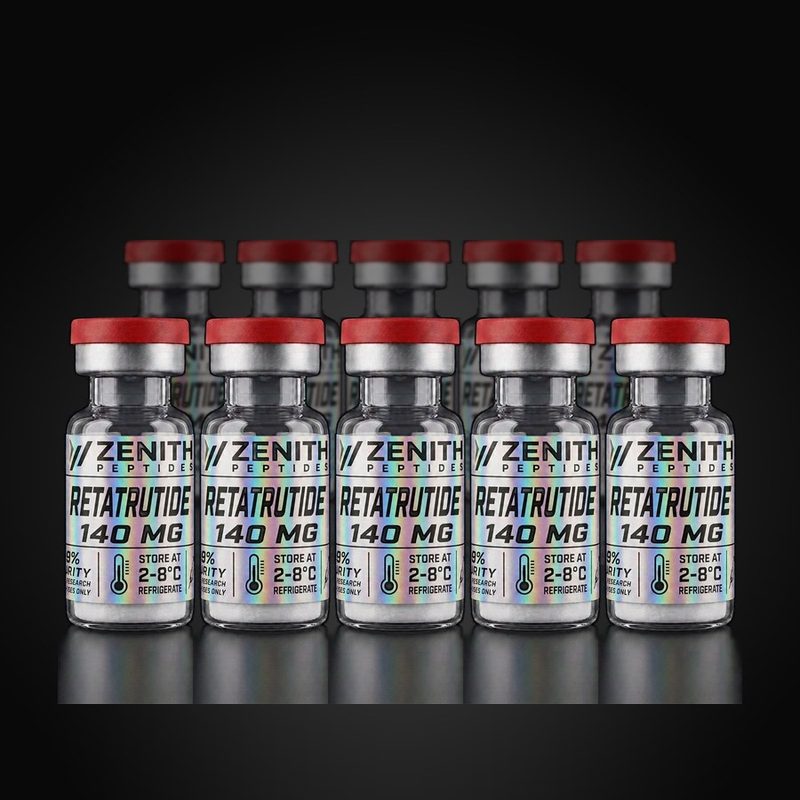 Retatrutide — 10 × 140 mg · 10 Vials — Kit mit gelabelten Vials