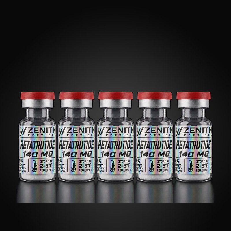 Retatrutide — 5 × 140 mg · 5 Vials — Kit mit gelabelten Vials